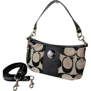 Coach Signature Black and Gray Shoulder Bag